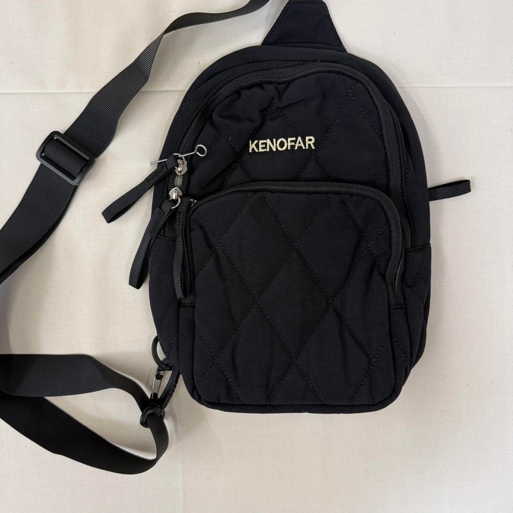 KENOFAR Quilted Sling Crossbody Bag – Black